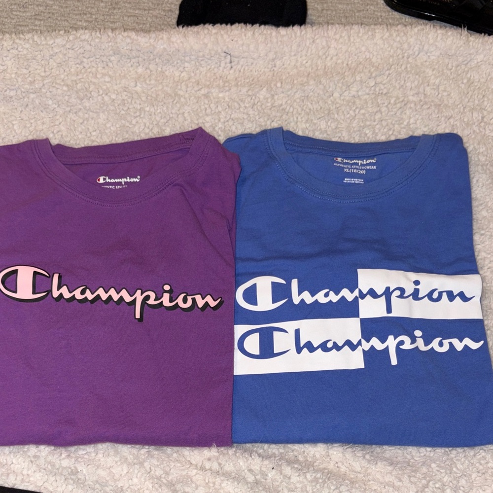 Champion Kids' Long Sleeve Tees in Purple and Blue